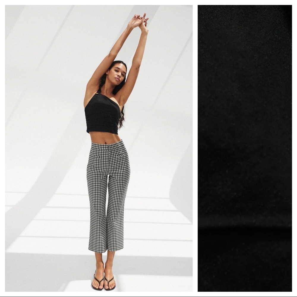 Nwt. Zara Black Linen Blend One Shoulder Asymmetric Crop Top. Size Xs